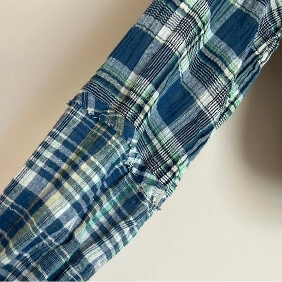Free People First Bloom Plaid Top Blue Size XS Retails $78 - Picture 8 of 10